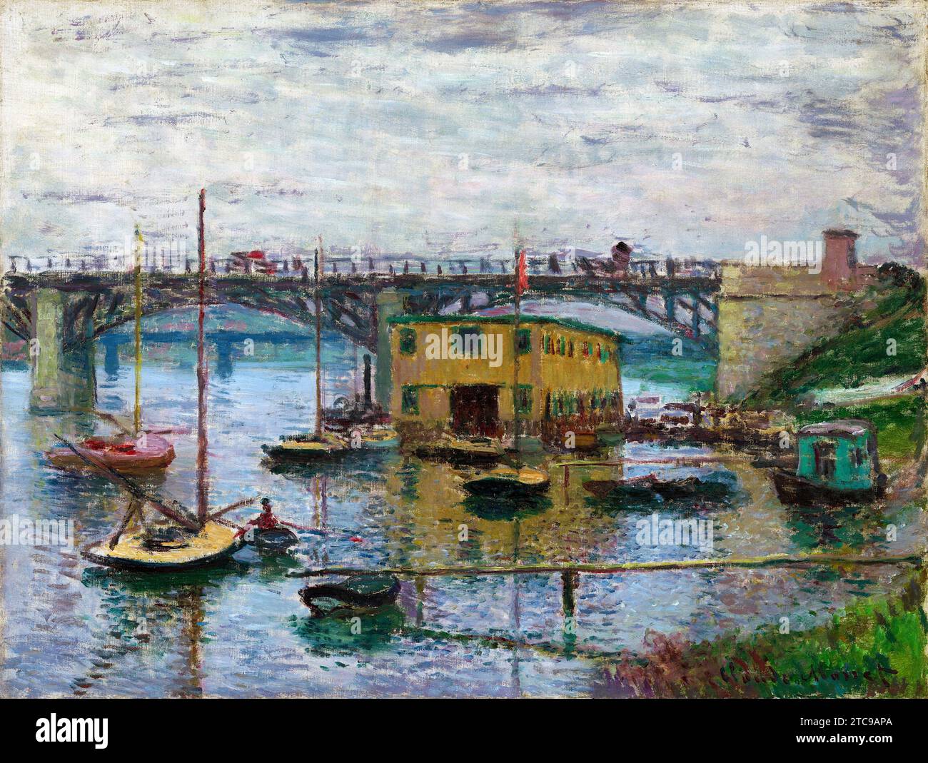 Pont de Claude Monet à Argenteuil par un jour gris Banque D'Images