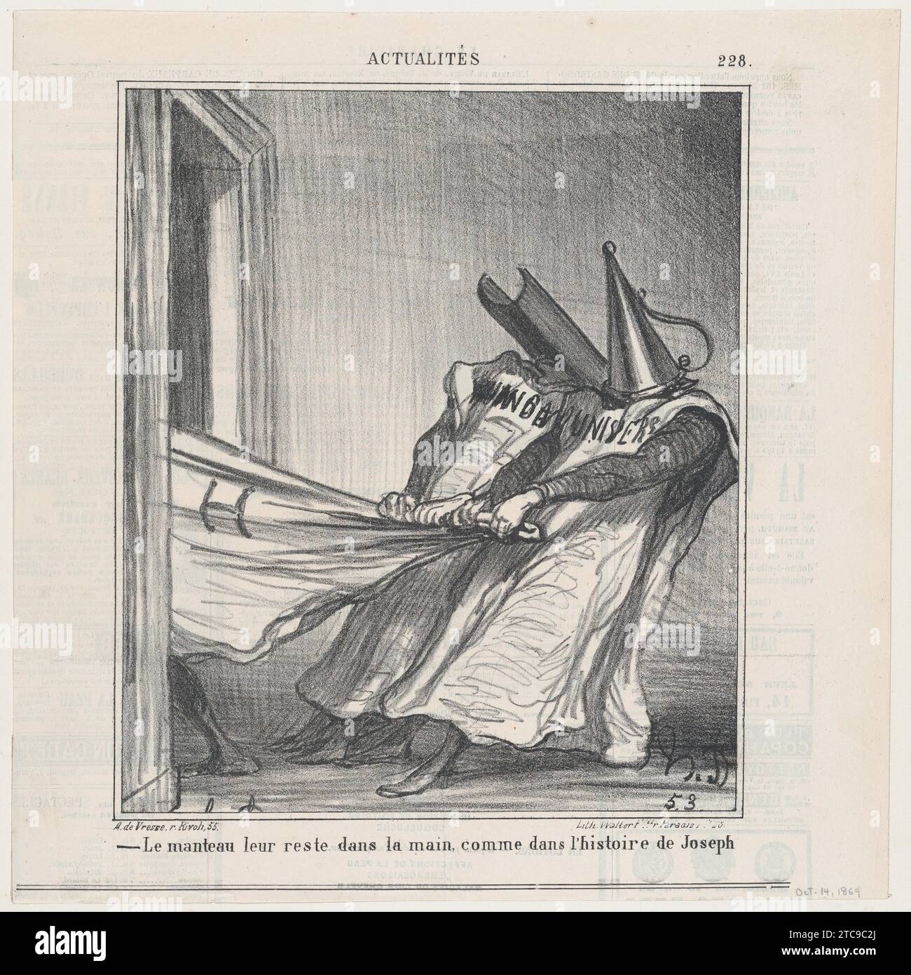 Le manteau reste entre leurs mains, comme dans l'histoire de Joseph, de "nouvelles du jour", publié dans le Charivari, 14 octobre 1869 1922 par Walter Frères Banque D'Images