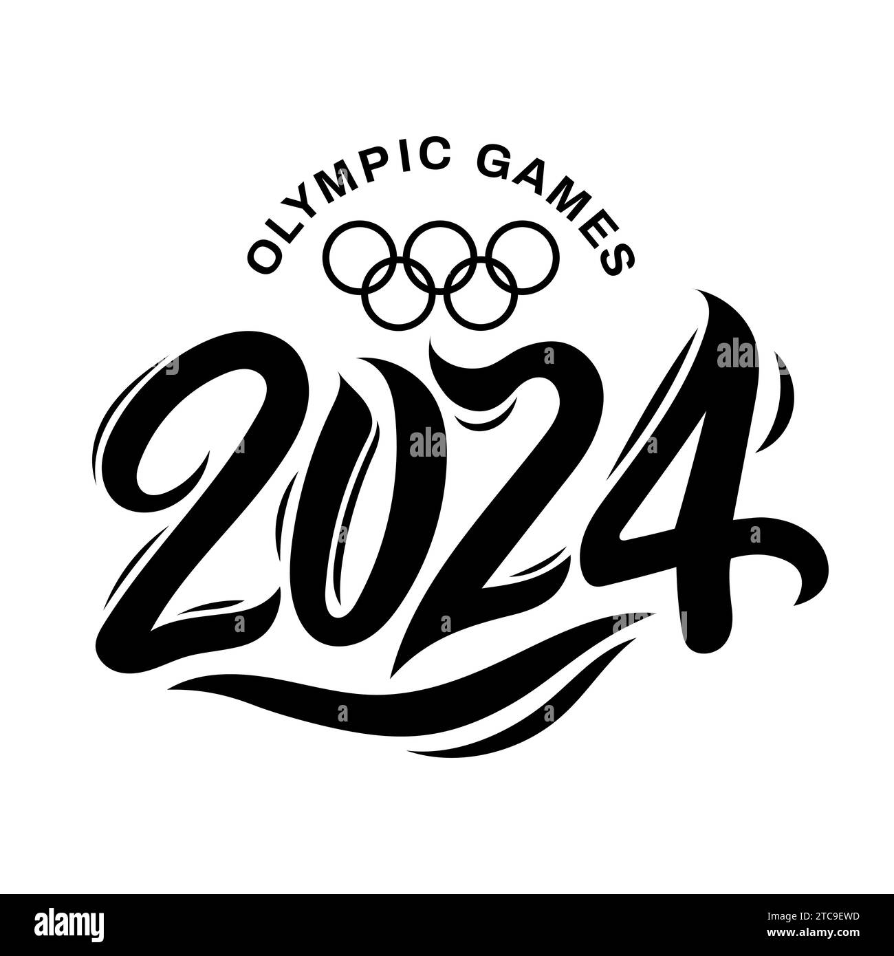 Jeux Olympiques 2024. Jeux Olympiques d'été à Paris 2024. Lettrage noir