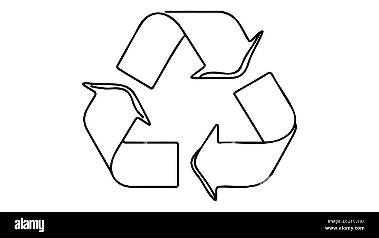 Symbole de recyclage de dessin continu à une ligne. Icône de recyclage linéaire. Concept d'écologie. Illustration vectorielle. Flèches de recyclage linéaires Illustration de Vecteur