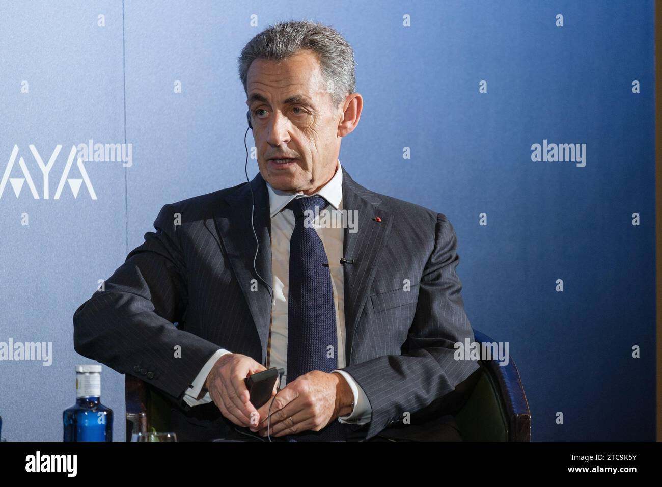 L'ancien président de la République française Nicolas Sarkozy lors de la présentation du livre "les années de luttes", au Mandarin Oriental rit Banque D'Images
