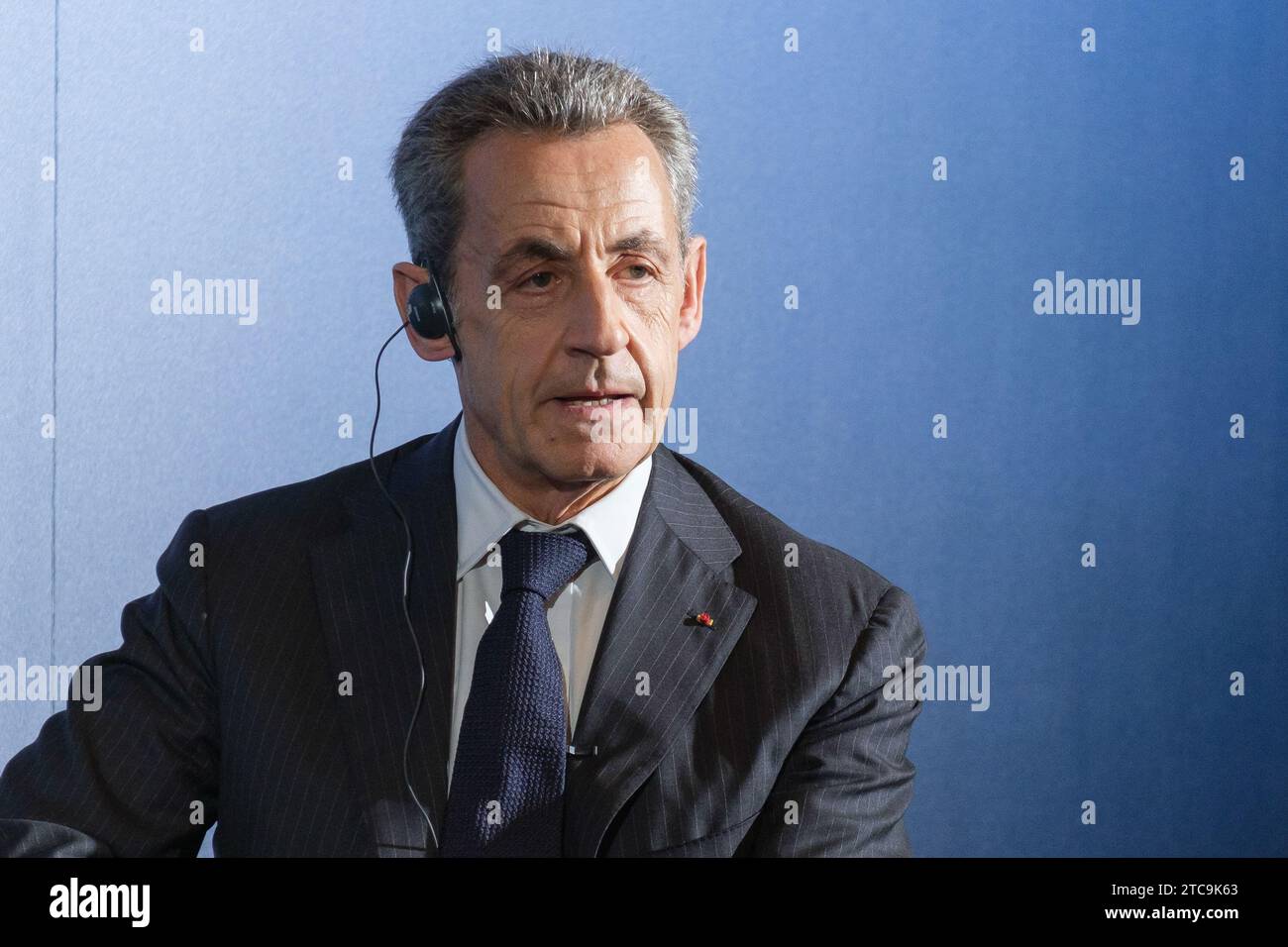 L'ancien président de la République française Nicolas Sarkozy lors de la présentation du livre "les années de luttes", au Mandarin Oriental rit Banque D'Images