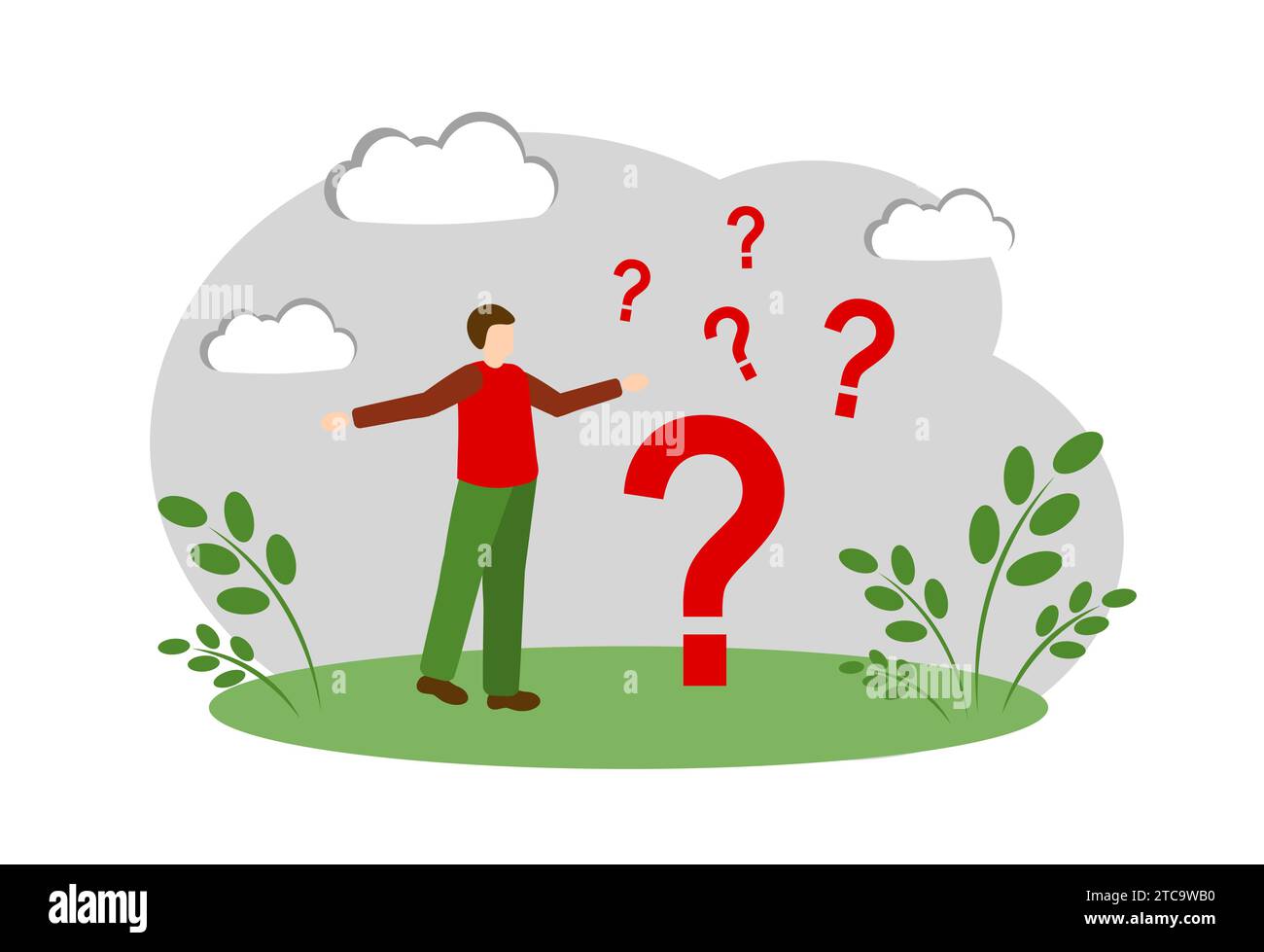 Un homme pose des questions. Illustration de Vecteur