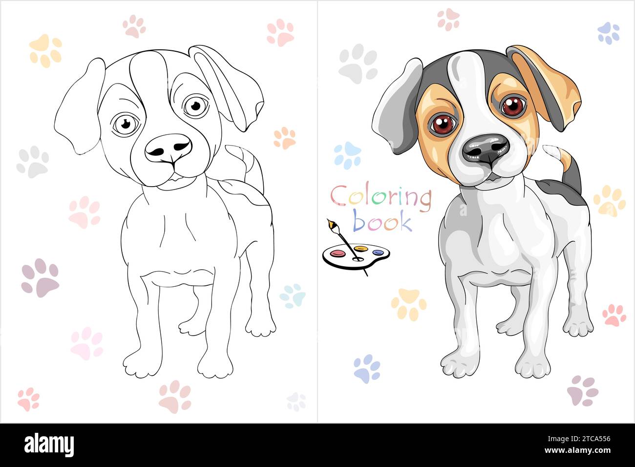 Page de livre de coloriage vectoriel de chien de bande dessinée Jack Russell Terrier race Illustration de Vecteur