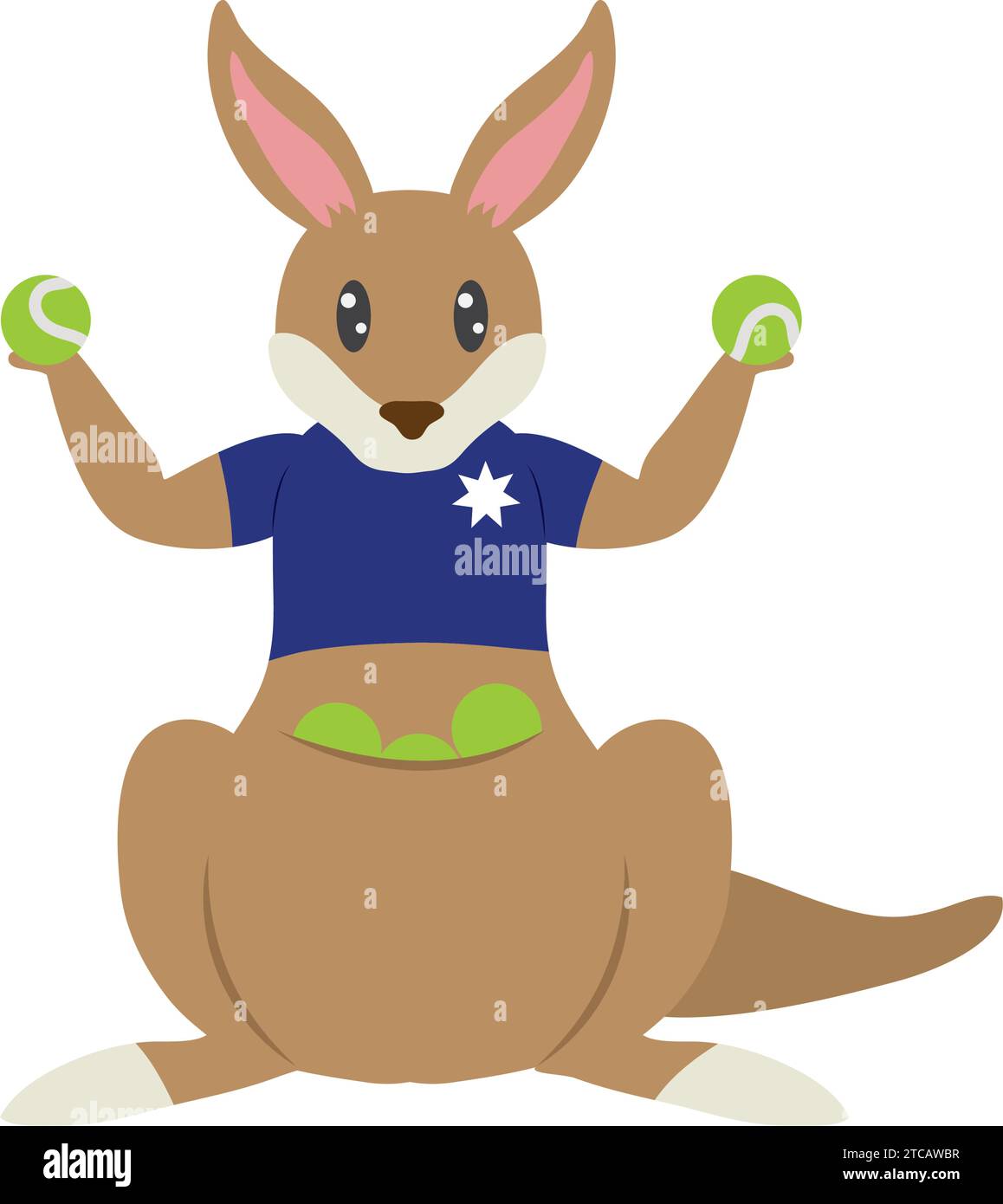 australie tennis kangourou avec balles de tennis Illustration de Vecteur