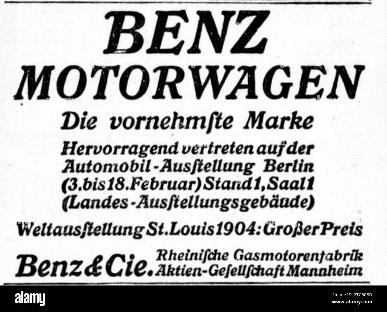 Werbanzeige Mercedes-Benz IAA 1906, Landes-Ausstellungsgebäude. Banque D'Images
