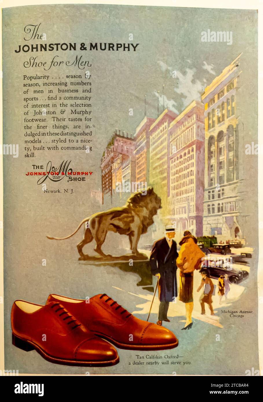 1927 annonce de chaussures Johnston & Murphy Banque D'Images