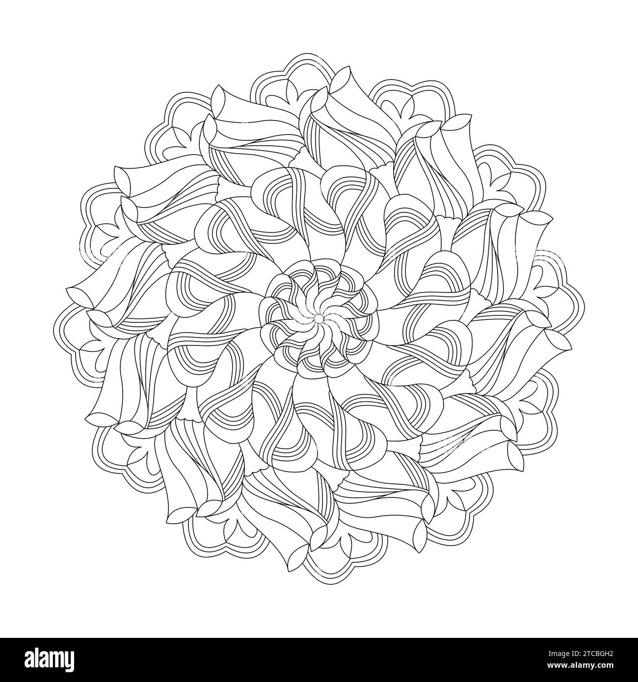 Pétales paisibles, capacité à se détendre, expériences cérébrales, havre harmonieux, Portraits paisibles, motif mandala Blossoming Beauty. Illustration de Vecteur
