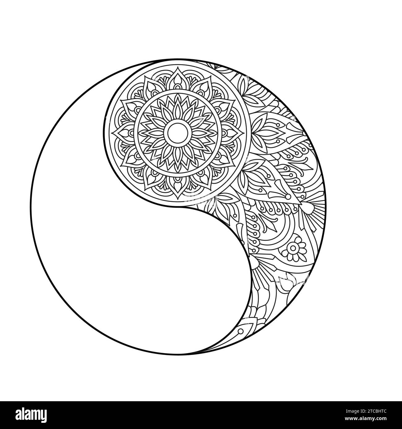 Page de livre de coloriage Taiki Mandala relégation pour l'intérieur du livre KDP. Pétales paisibles, capacité à se détendre, expériences cérébrales, Haven harmonieux, paisible Illustration de Vecteur