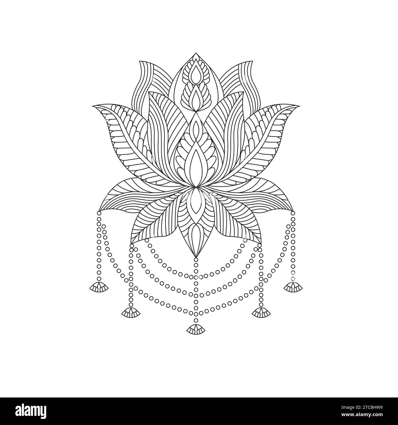 Page de livre de coloriage Lotus Mandala pour l'intérieur du livre KDP. Pétales paisibles, capacité à se détendre, expériences cérébrales, havre harmonieux, Portraits paisibles, Illustration de Vecteur