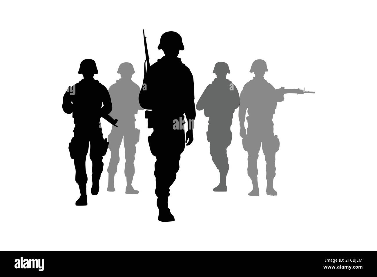 Ensemble d'illustration de silhouette de soldat plat de vecteur Illustration de Vecteur