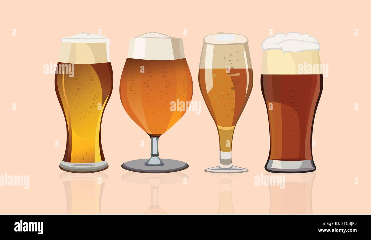événement de la journée internationale de la bière en format vectoriel avec des tasses Illustration de Vecteur