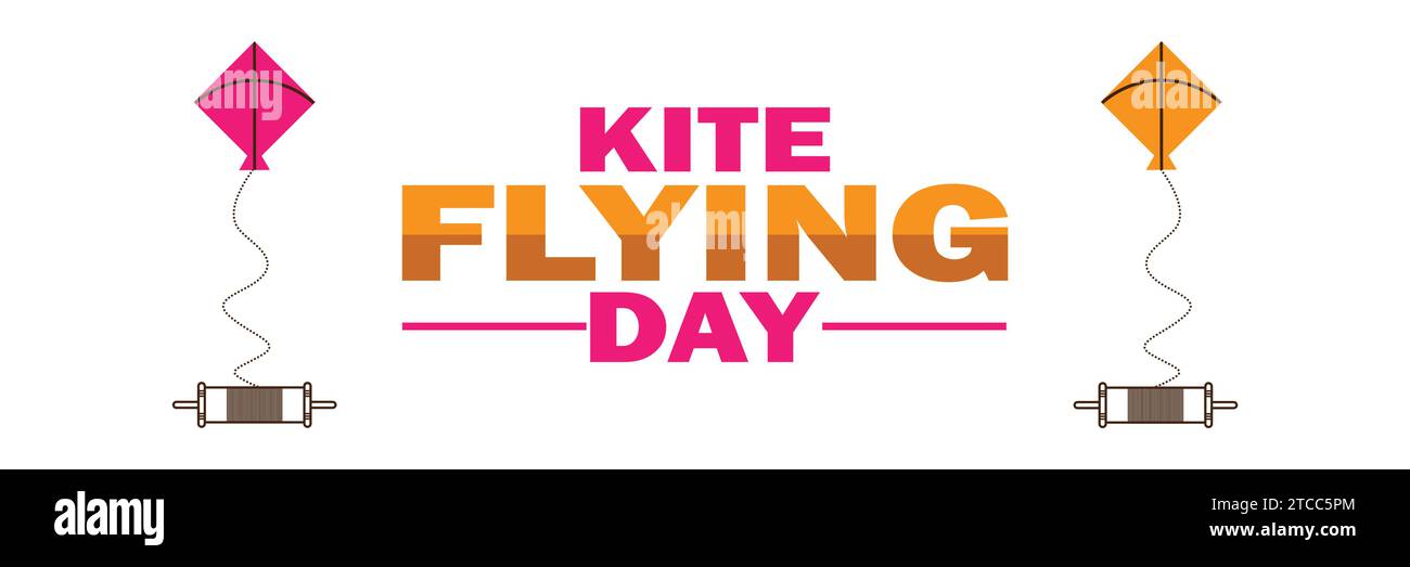 Illustration du vecteur Kite Flying Day. Convient pour carte de voeux, affiche et bannière. Illustration de Vecteur