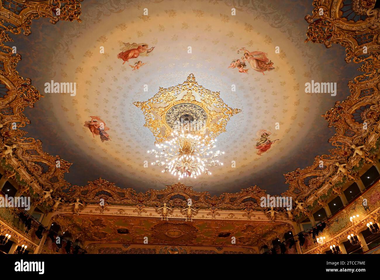 Auditorium, salle de l'opéra Teatro la Fenice, Venise, Vénétie, Mer Adriatique, Italie du Nord, Italie Banque D'Images