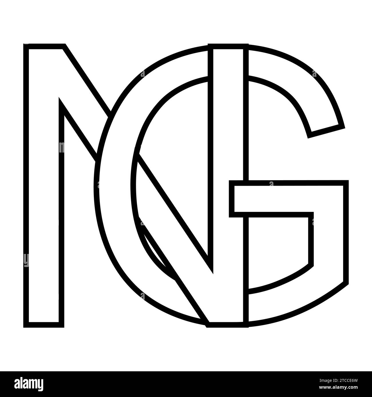 Logo sign ng gn icône lettres doubles logotype n g Illustration de Vecteur