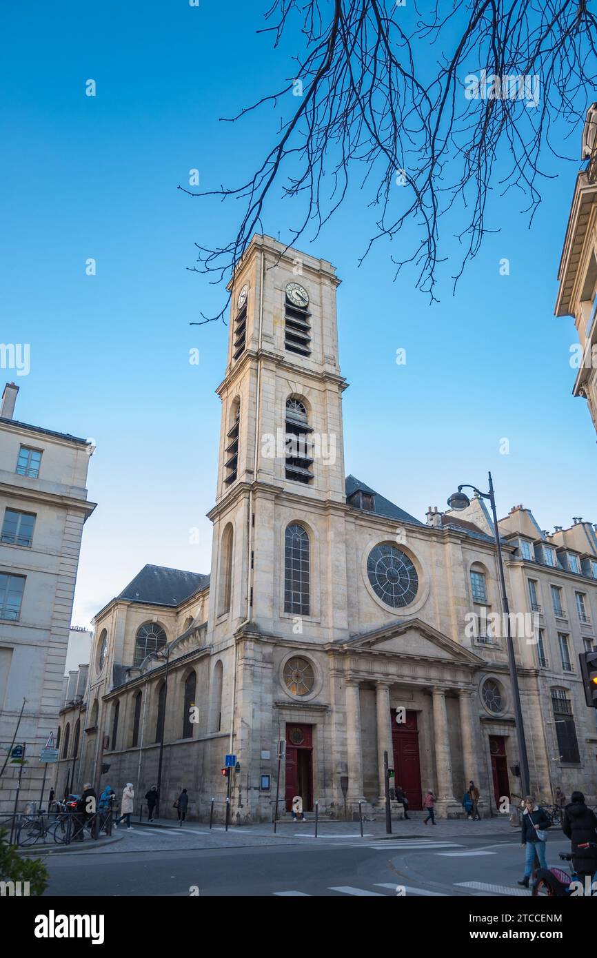 Paris, France, Saint-Jacques-du-Haut-pas,Roman est une église paroissiale catholique d'architecture baroque et gothique française, éditoriale seulement. Banque D'Images