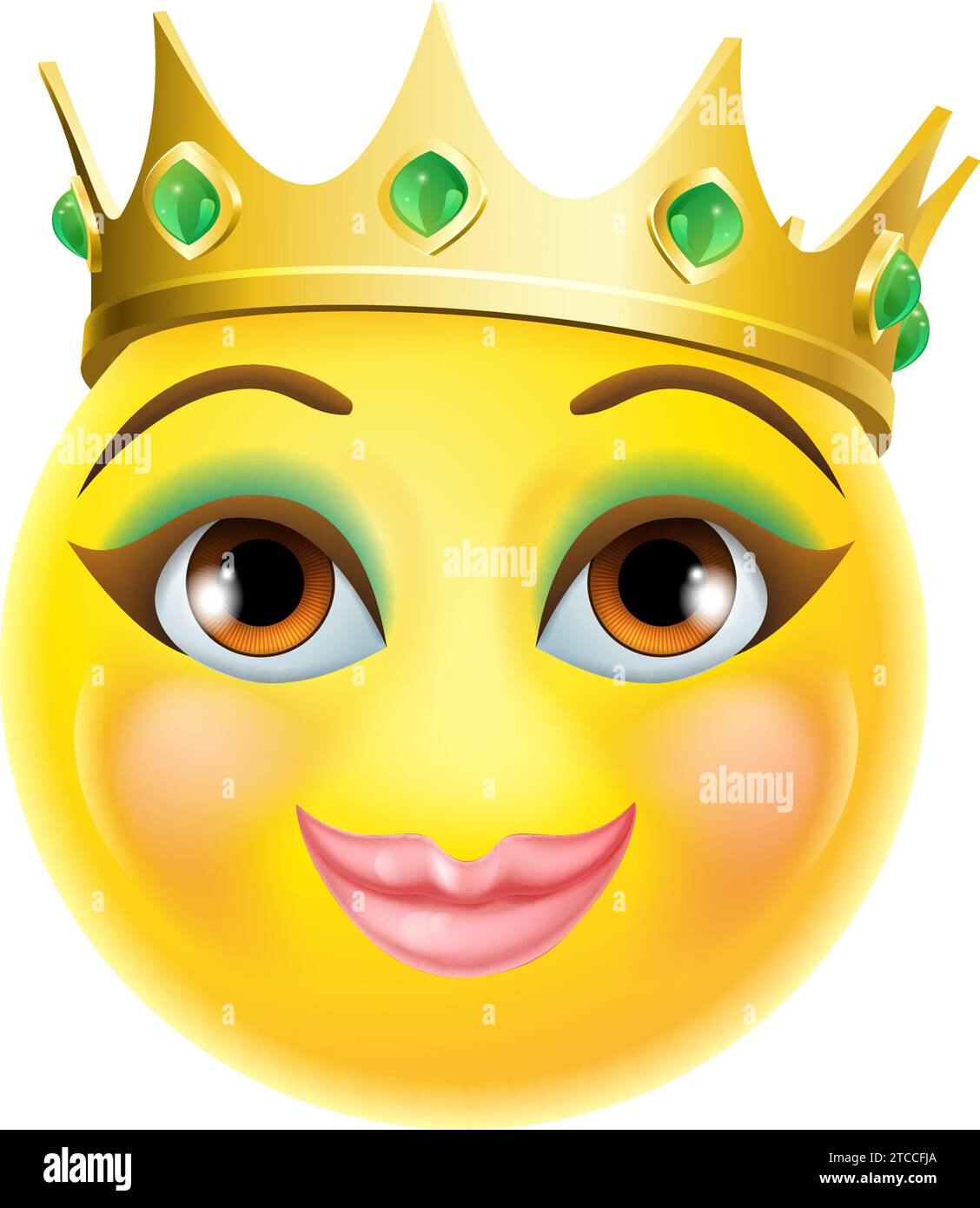 Face de la reine Princess Emoticon Gold Crown Cartoon Illustration de Vecteur