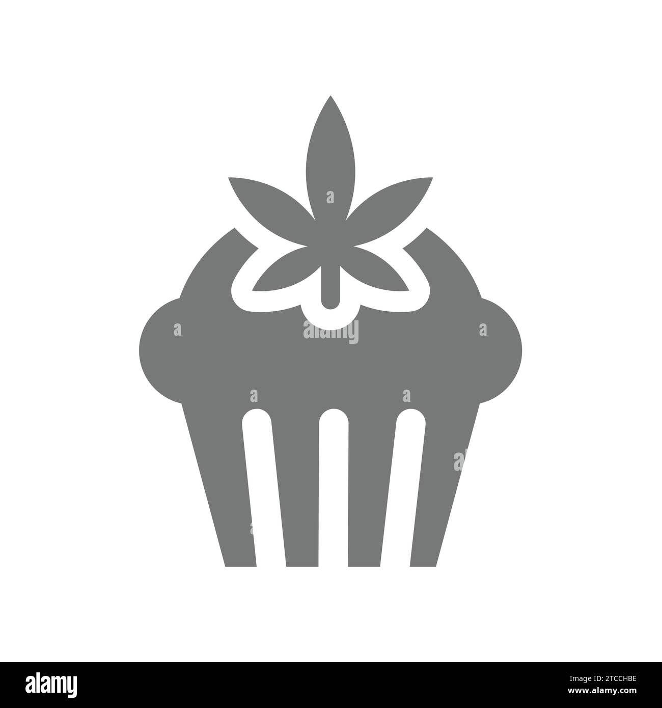 Icône vectorielle de cupcake de marijuana. Muffin, gâteau avec symbole de feuille de cannabis. Illustration de Vecteur