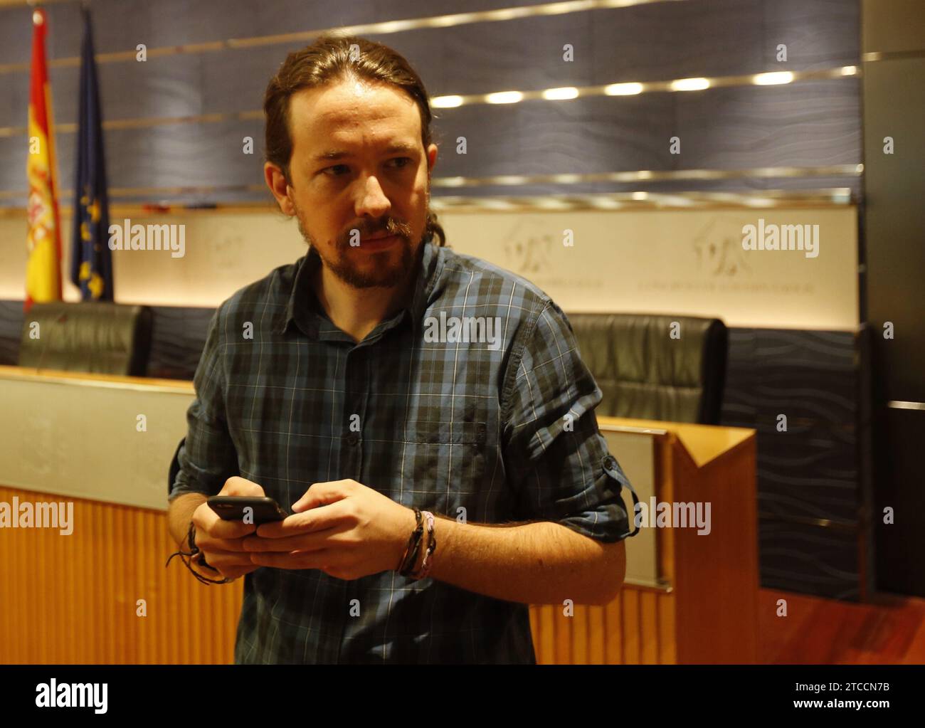 Madrid, 09/22/2016. Déclarations de Pablo Iglesias au Congrès des députés. Photo : Jaime García ARCHDC. Crédit : Album / Archivo ABC / Jaime García Banque D'Images