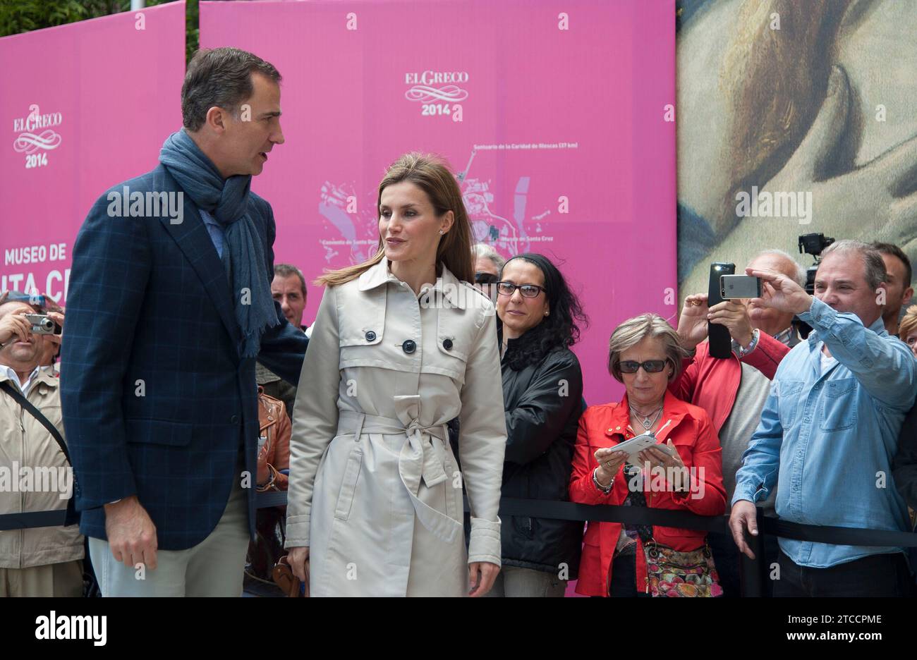 05/22/2014. Toledo. Castilla la Mancha. Espagne les Princes des Asturies Don Felipe et Doña Letizia visitent l’exposition El Greco à l’occasion du dixième anniversaire de leur mariage. Photo : DE SAN BERNARDO/Luna Revenga. archdc. Crédit : Album / Archivo ABC / Eduardo San Bernardo,Luna Revenga Banque D'Images