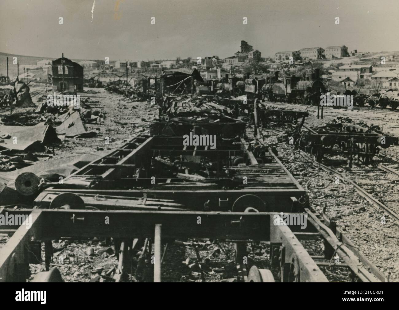 Stalingrad. Novembre 1942. Vue panoramique de la gare centrale, complètement détruite par les raids aériens allemands. Crédit : Album / Archivo ABC Banque D'Images