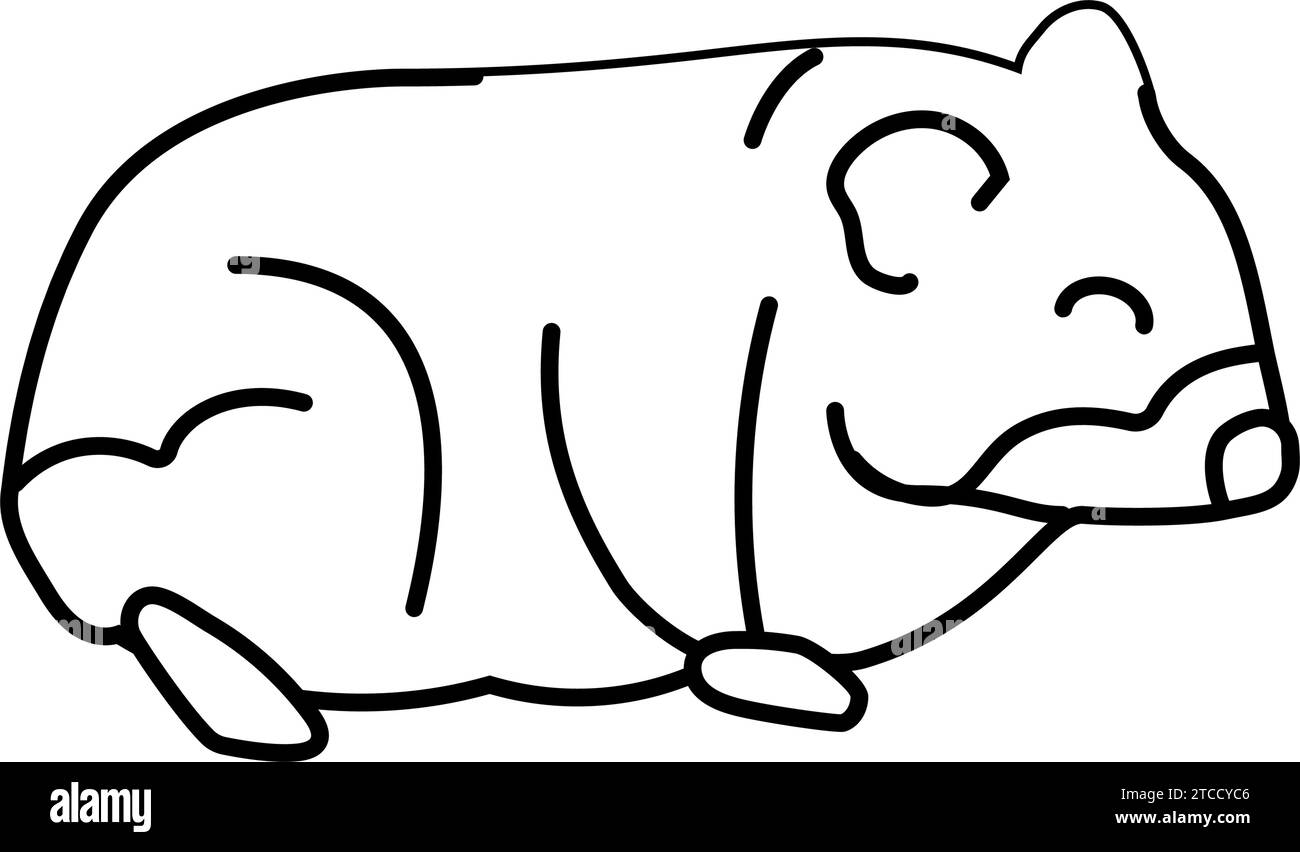 illustration vectorielle d'icône de ligne d'animal de compagnie debout hamster Illustration de Vecteur