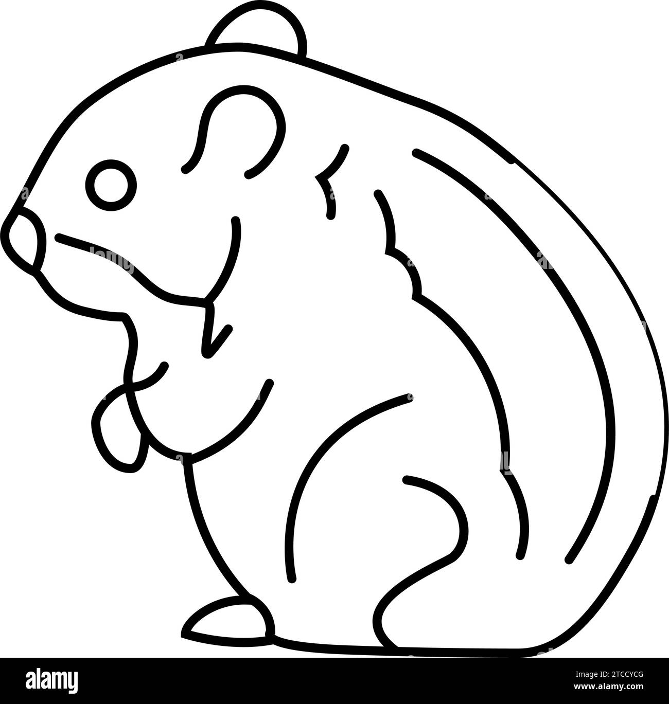 illustration vectorielle d'icône de ligne d'animal de compagnie debout hamster Illustration de Vecteur