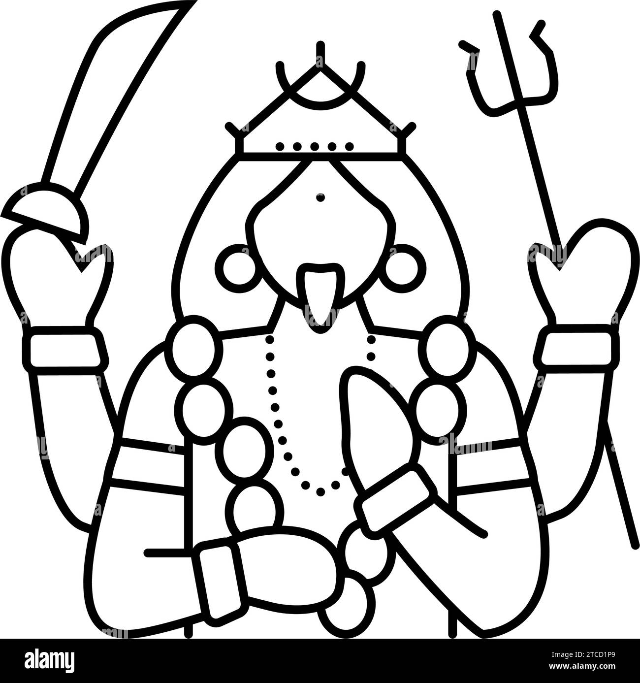 illustration vectorielle d'icône de ligne indienne de kali god Illustration de Vecteur