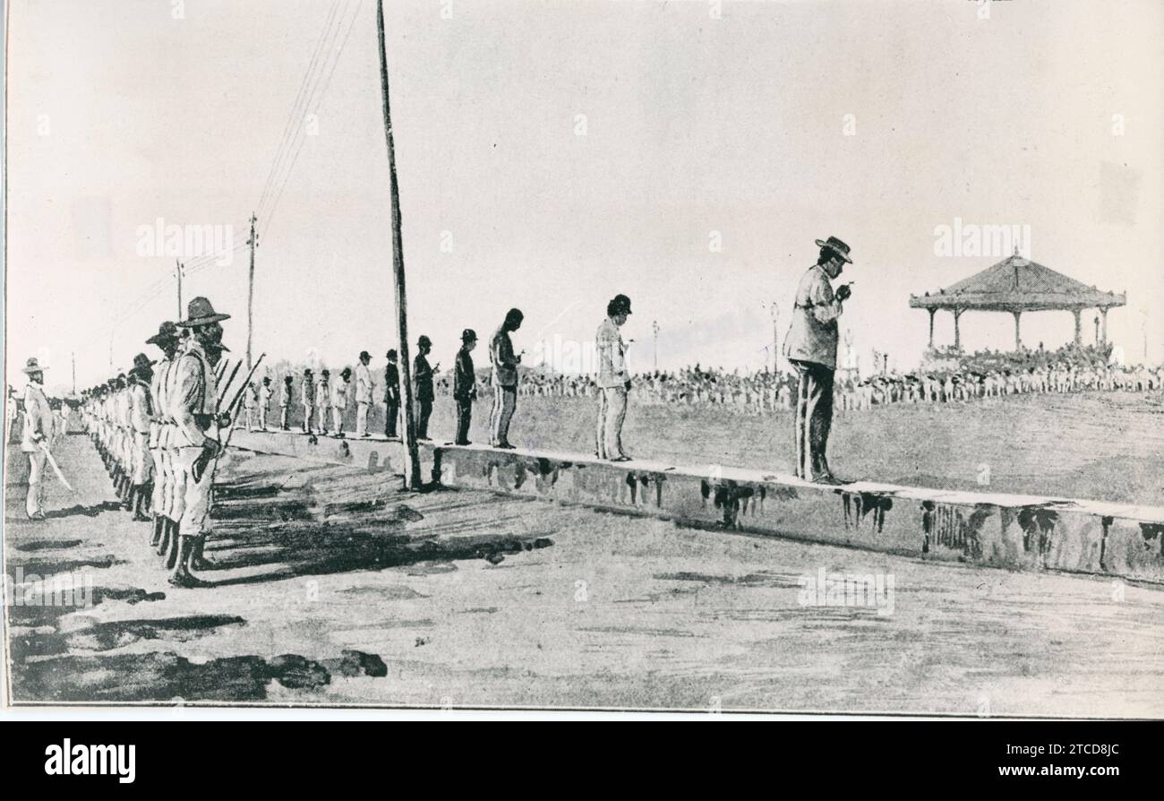 Manille (Philippines), janvier 1897. Guerre des Philippines. Les millionnaires rebelles M. Abellá et d'autres chefs de Tagalog associés ?Katipunan?. Crédit : Album / Archivo ABC Banque D'Images