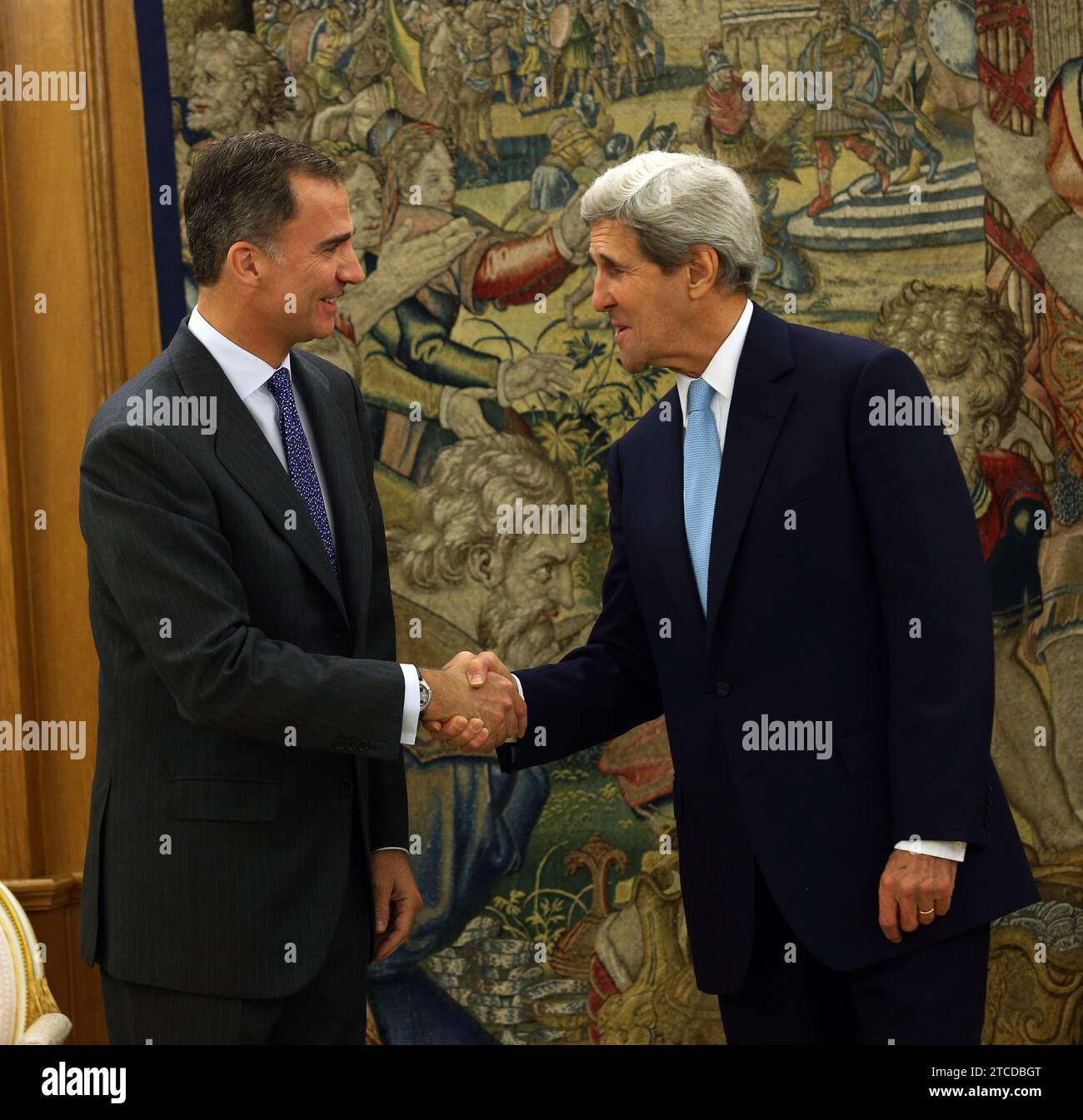 El Pardo (Madrid), 10/19/2015. Audience de SM le Roi Felipe VI avec le Secrétaire d'Etat des Etats-Unis John Kerry. Photo : Ernesto Acute Archdc. Crédit : Album / Archivo ABC / Ernesto Agudo Banque D'Images