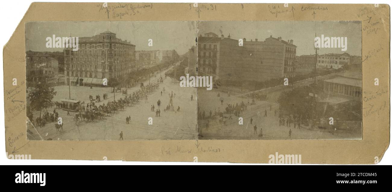 Madrid, 1900. La Plaza de Alonso Martínez l'année de la fin du 19e siècle. Crédit : Album / Archivo ABC Banque D'Images