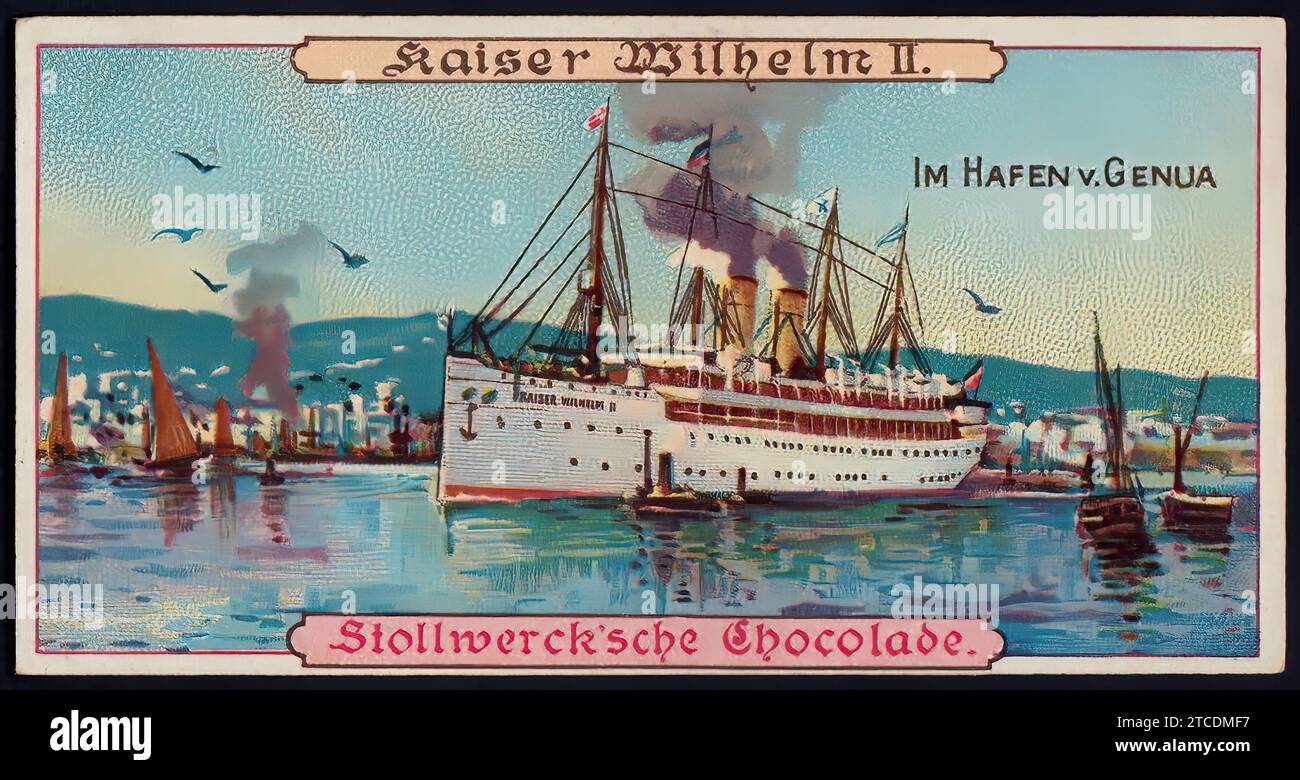 Bateaux à vapeur allemands - Kaiser Wilhelm II - Vintage Stollwerck Banque D'Images