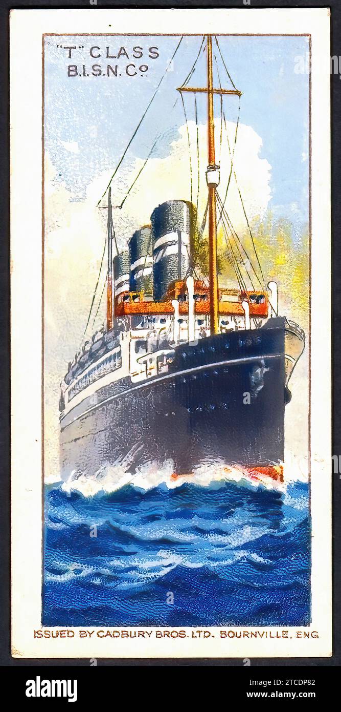 Navires à vapeur de classe T - Vintage Cadbury's Tradecard Banque D'Images