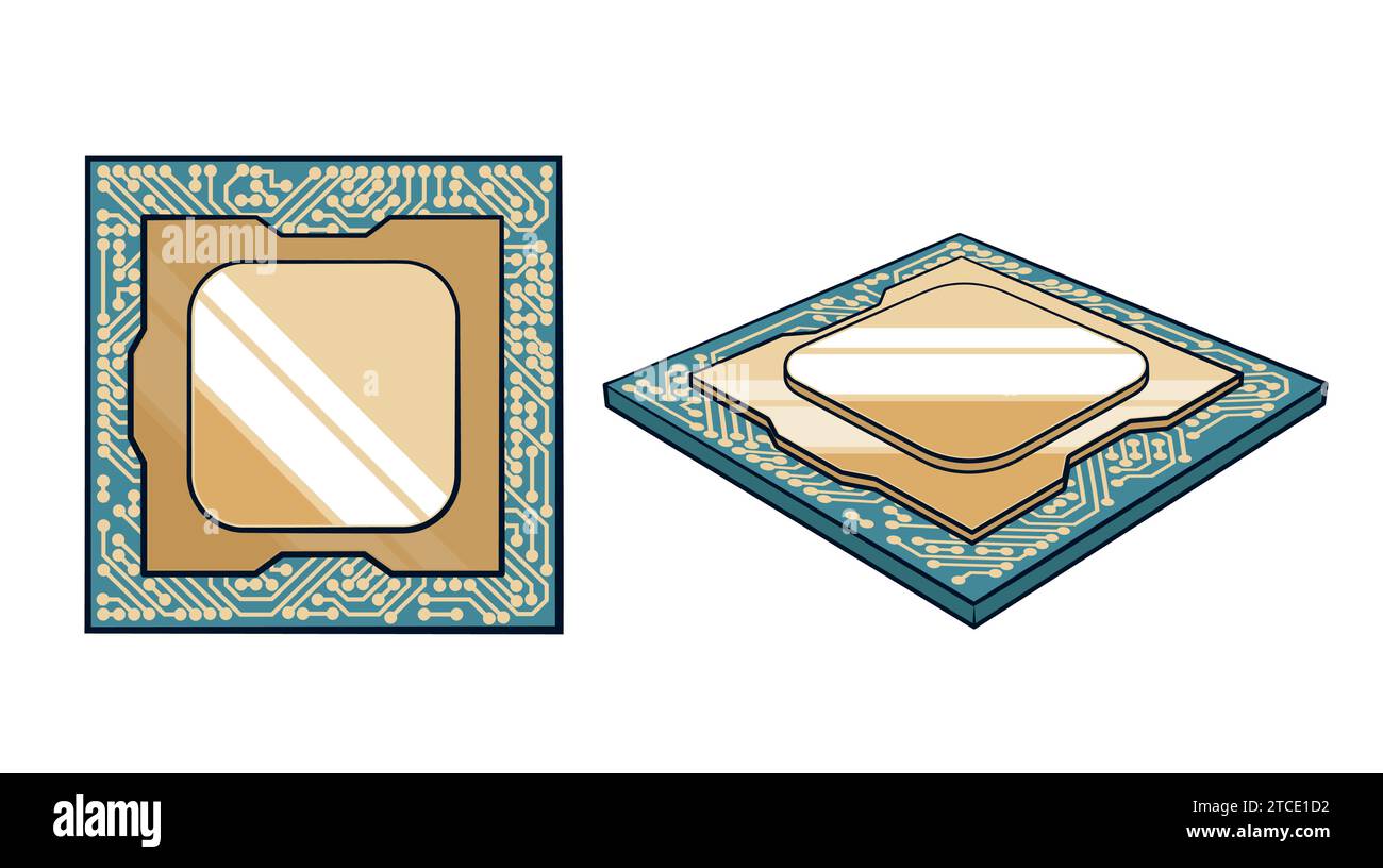 Processeur CPU dans un style rétro Illustration de Vecteur