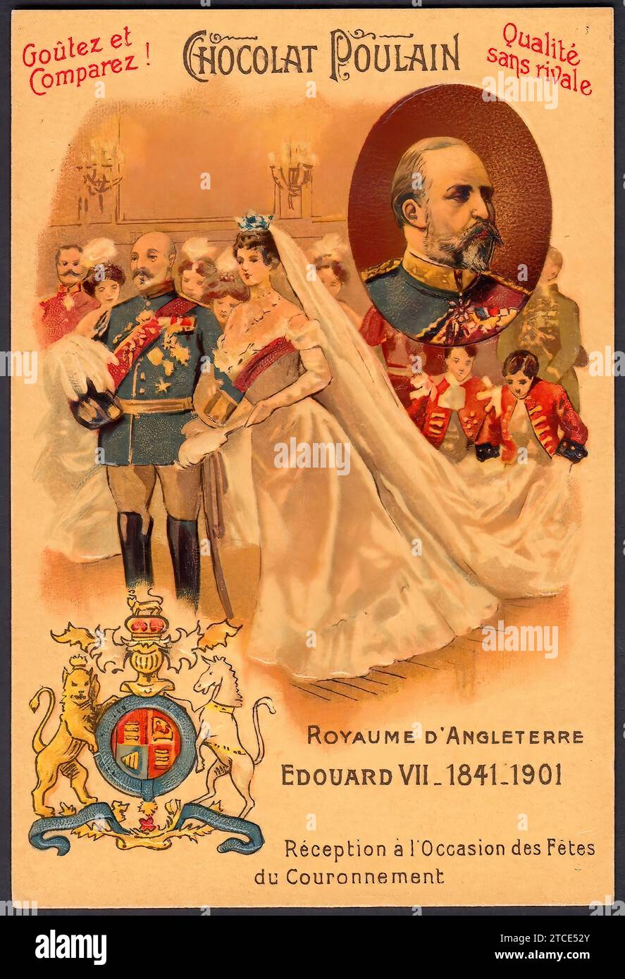Édouard VII, roi d'Angleterre - Vintage Tradecard français, époque Belle époque Banque D'Images