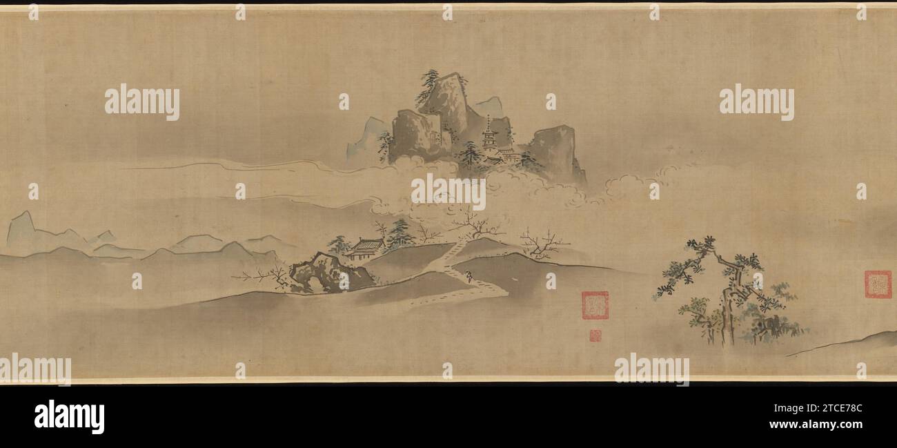 Huit vues des rivières Xiao et Xiang 1926 par Kano Tsunenobu Banque D'Images