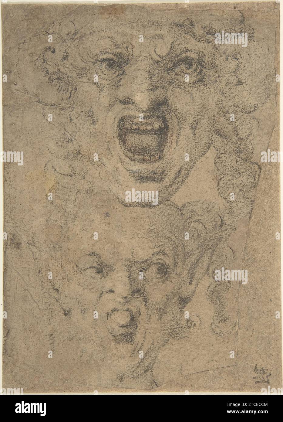 Deux études pour une tête grotesque 1949 par Anonymous, Italien, 16e au 17e siècle Banque D'Images