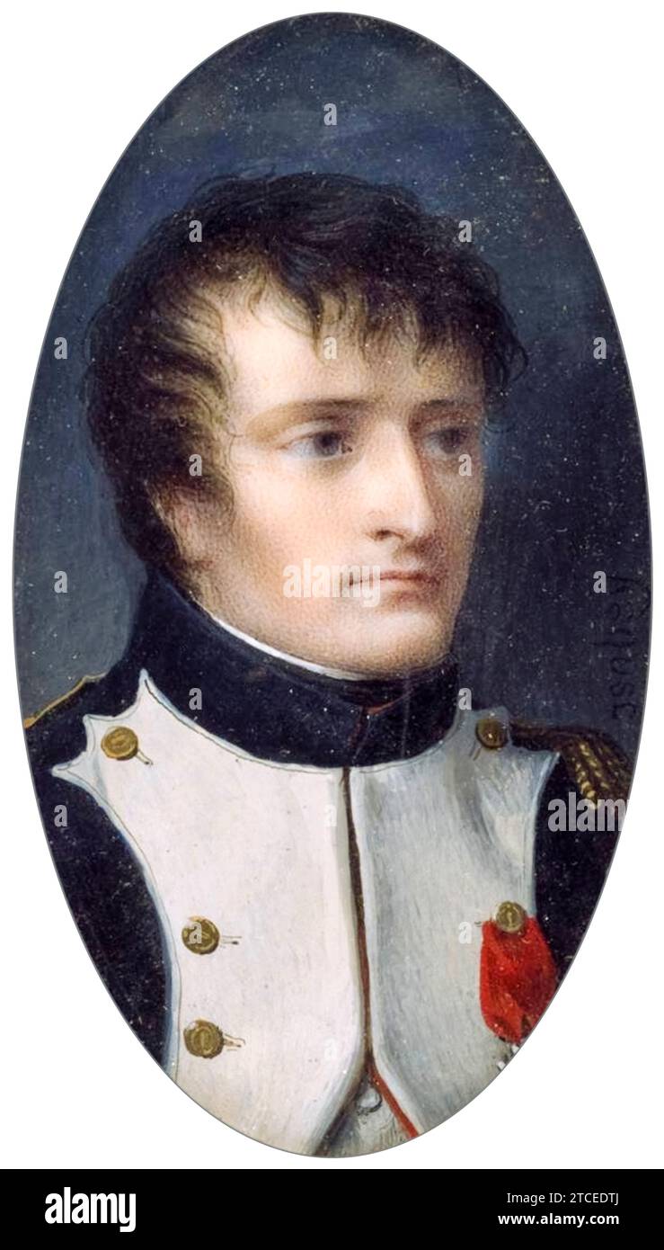 Napoléon Bonaparte (1769-1821), Empereur des Français, portrait miniature aquarelle sur ivoire de Jean Baptiste Isabey, 1804 Banque D'Images