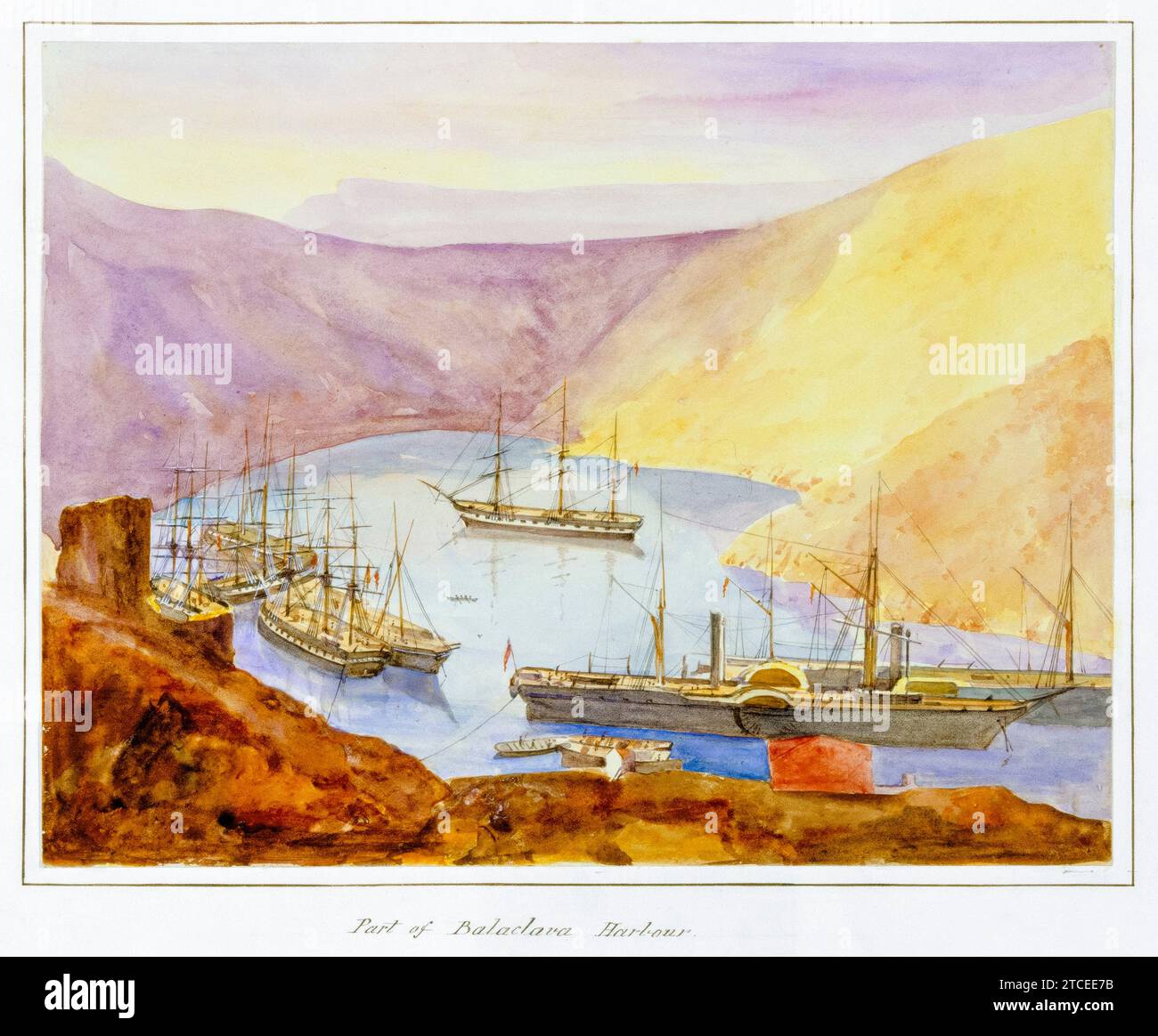 Port de Balaclava Harbour, de la série 'Crimea', tirage photographique à l'albumen coloré à la main par James Robertson, 1855 Banque D'Images