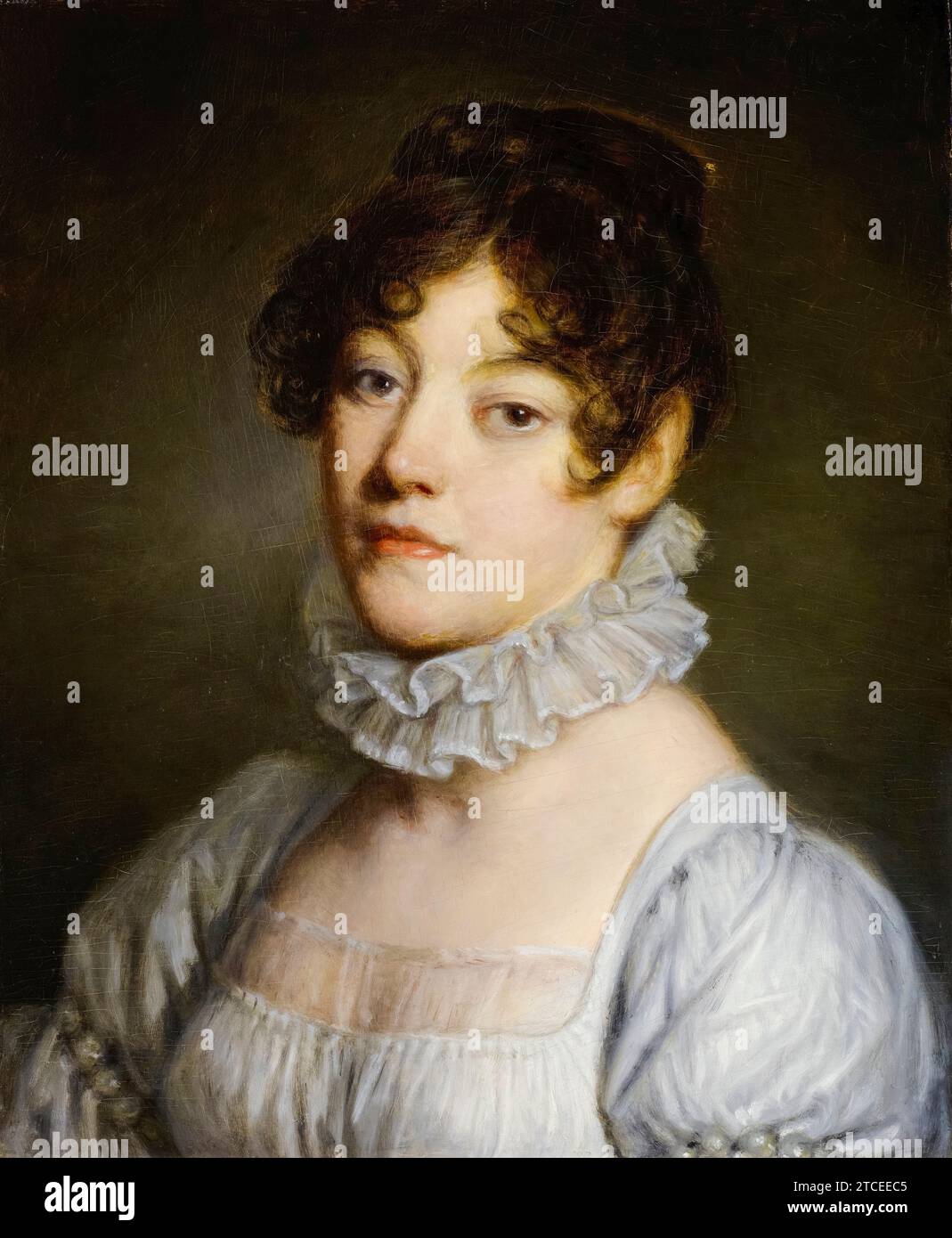 Jean Baptiste Greuze, Portrait d'une jeune femme, peinture à l'huile sur panneau, 1790-1805 Banque D'Images