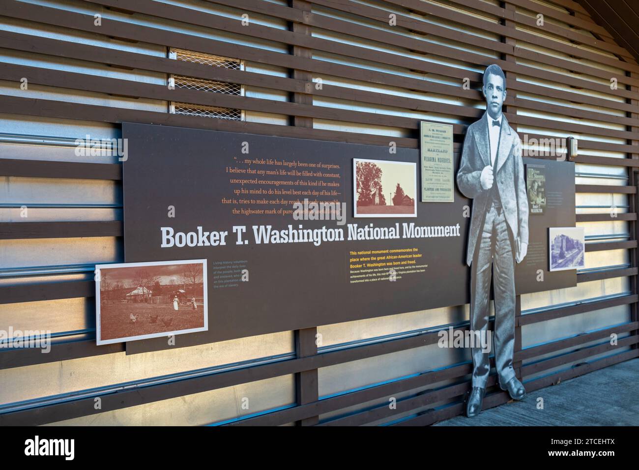 Hardy, Virginie - Booker T. Washington National Monument. Le Monument englobe l'ancienne plantation James Burroughs où Washington est né Banque D'Images