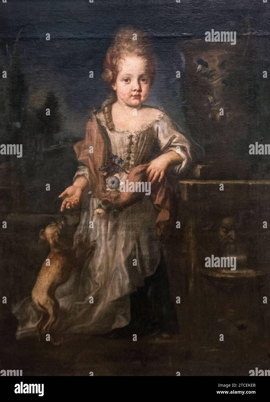 Carel de Moor : 'Portrait d'une jeune fille avec un chien' (vers 1680-1689) Banque D'Images