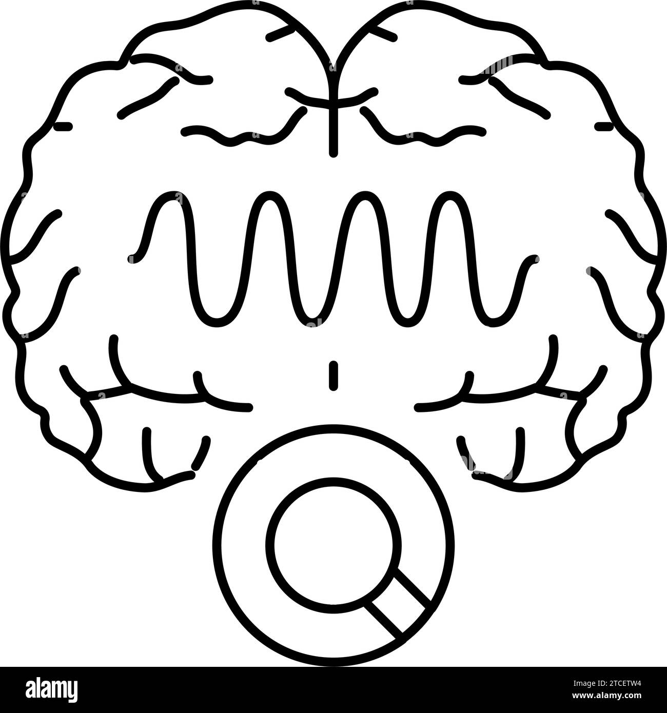 illustration vectorielle de l'icône de la ligne d'étude des ondes cérébrales Illustration de Vecteur
