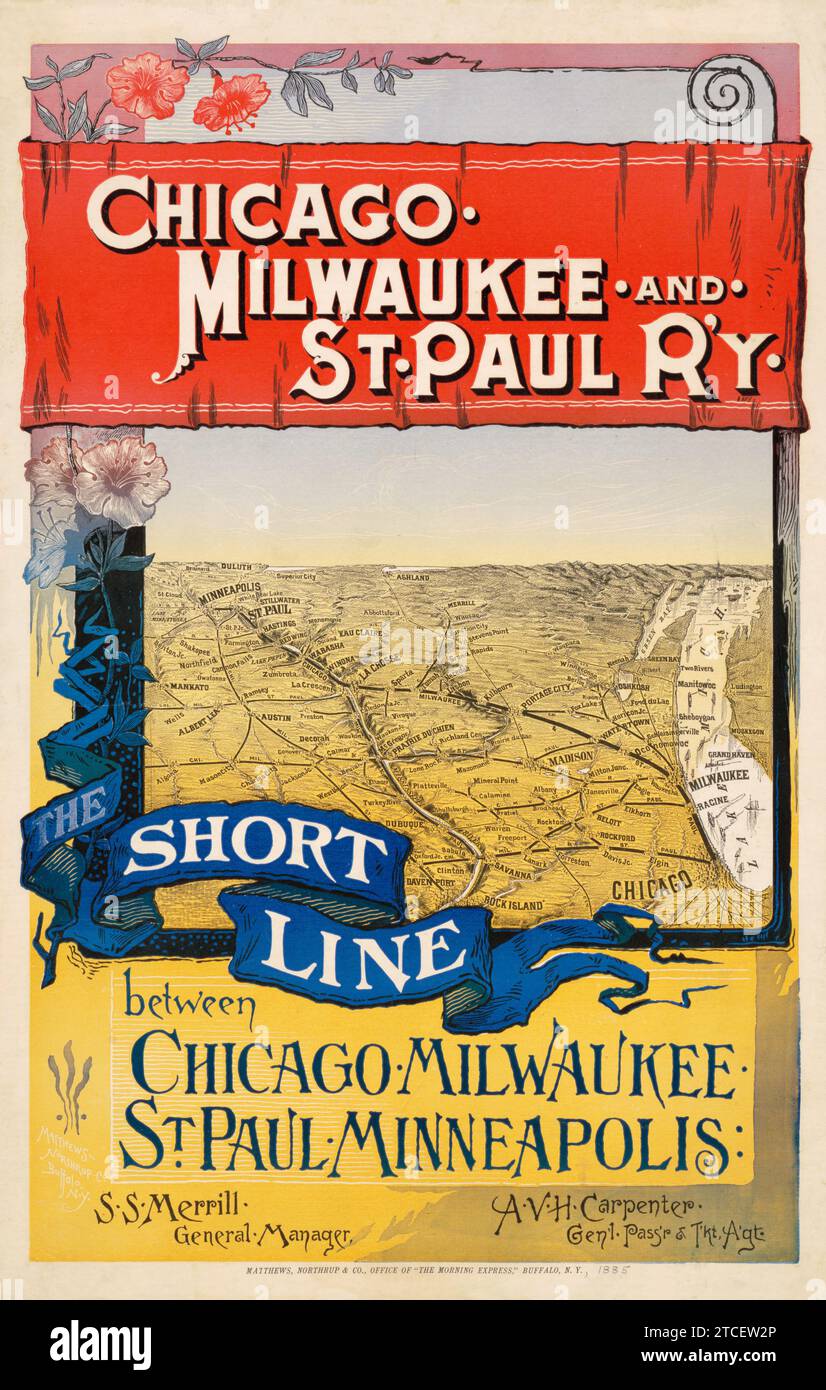 Chicago, Milwaukee et St. Paul R'y - la ligne courte entre Chicago, Milwaukee, St. Paul, Minneapolis. 1885 Banque D'Images