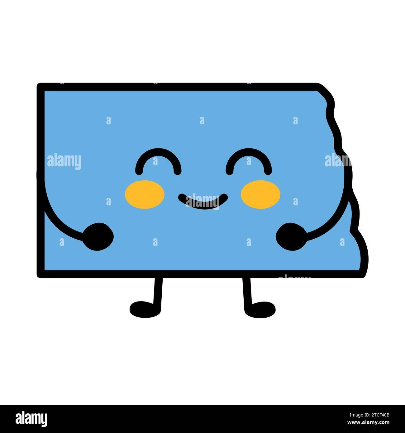 Dakota du Nord un élément de couleur d'état américain. Personnage de dessin animé souriant. États-Unis d'Amérique. Carte avec frontières du comté. Illustration de Vecteur