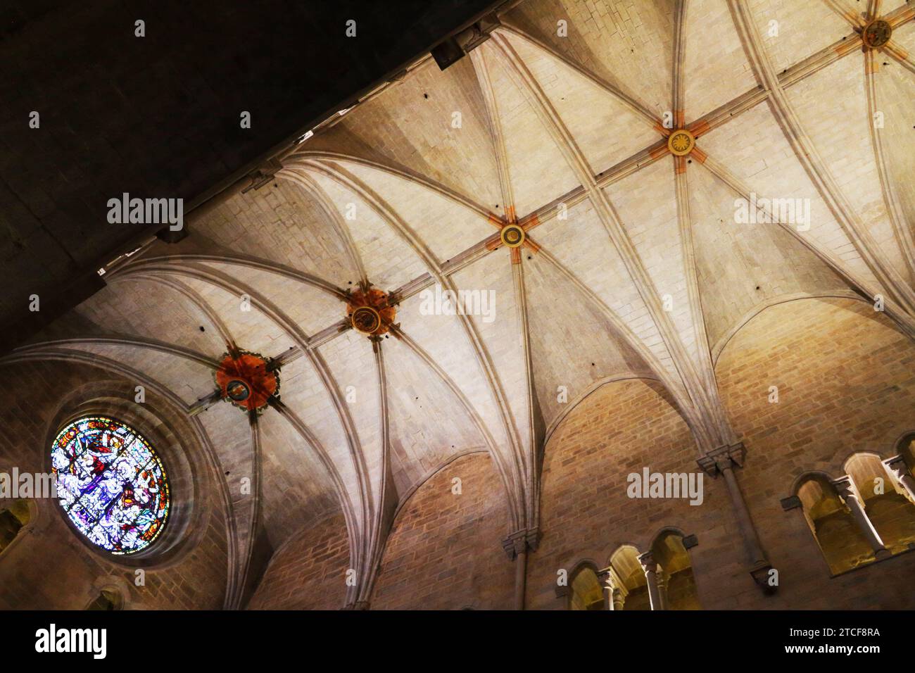 Vues intérieures spectaculaires de la Basilique de Sant Feliu, Gérone Banque D'Images