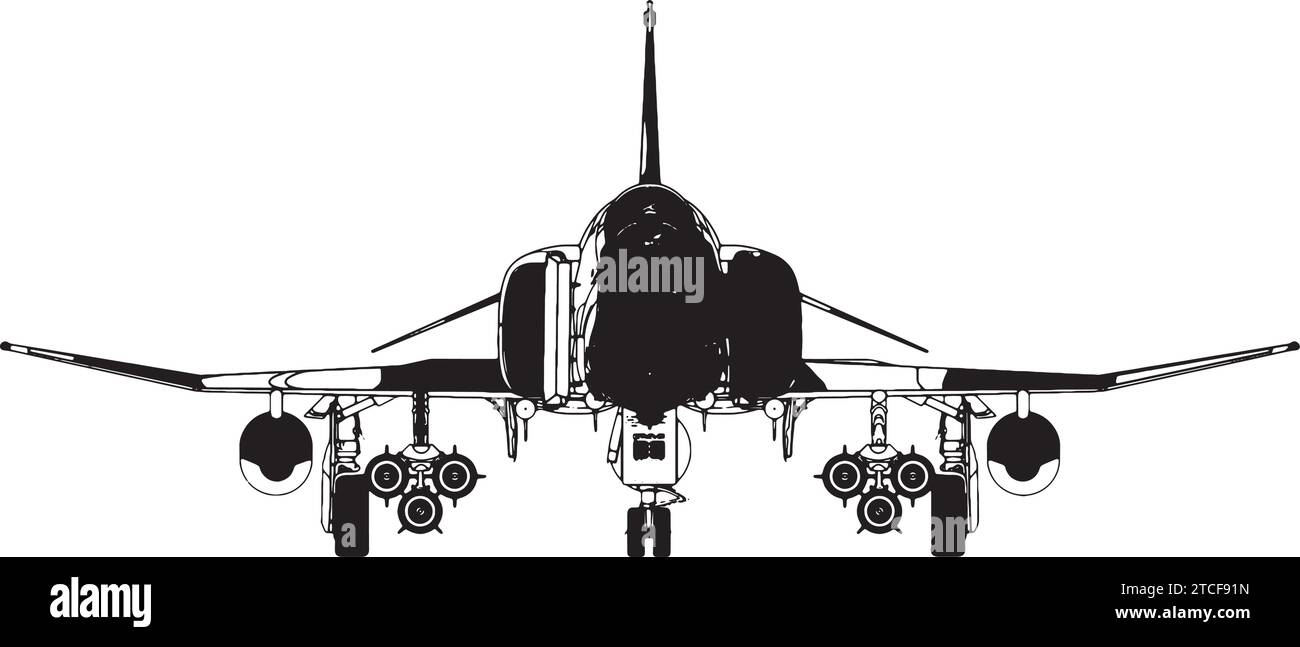 F-4 Phantom silhouette de couleur noire Illustration de Vecteur