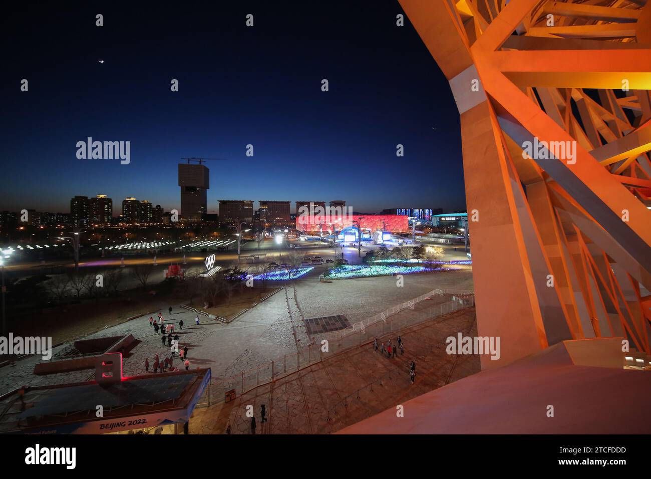 4 FÉVRIER 2022 - Pékin, Chine : vue de la ligne de ciel de Pékin depuis le stade du nid d'oiseau avant la cérémonie d'ouverture des Jeux Olympiques d'hiver de Beijing 2022 (photo : Mickael Chavet/RX) Banque D'Images