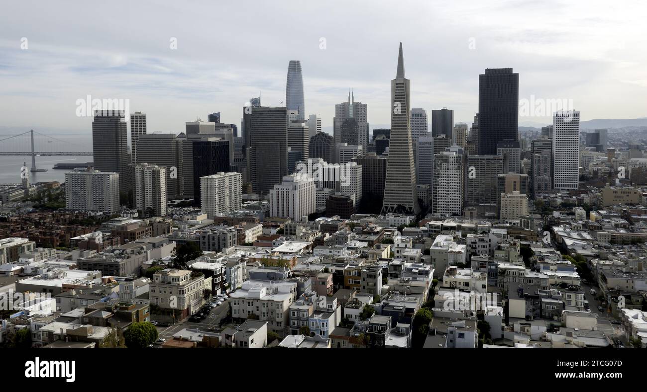 Paysage urbain de San Francisco Skyline 2023 avec Salesforce Tower et Transamerica Pyramid Building Banque D'Images