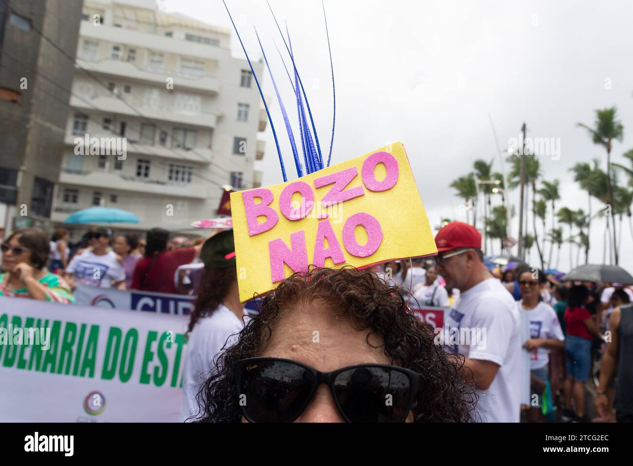 Salvador, Bahia, Brésil - 08 mars 2020 : des manifestants sont vus lors de la Journée internationale de la femme dans la ville de Salvador, Bahia. Banque D'Images